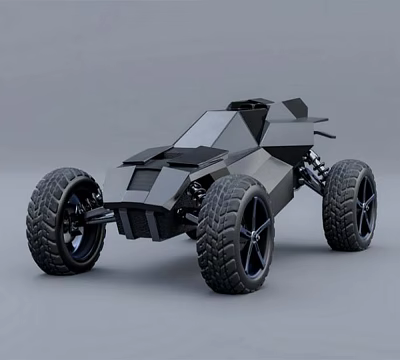 Black Off Road Car With Large Tires And Futuristic Angular Design 3d model