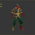 Futuristic Human Character In Cyberpunk Jacket Blue Gloves Dark Pants And Yellow Sole Shoes