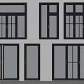 Modern Black Frame Casement Windows With Different Styles And Glass Designs 3d model