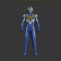 Blue And White Game Movie Character With Golden Chest Decoration Standing Pose