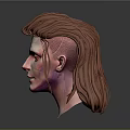 Low Poly Style 3D Character Head Portrait With Red Hair And Gray Background Reflection 3d model