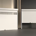 Two White Roller Shutters With Ventilation Grille And Metal Strips In Grey Interior