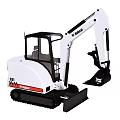 Bobcat E35 Small Crawler Excavator White With Red Stripe Operator Cab Boom And Bucket
