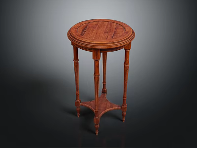 Classic Wooden Side Table With Round Tabletop And Three Carved Legs 3d model