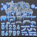 2020 Christmas Festive Decor with Snowflakes Icicles and Number Design Elements