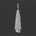 White Tripod Structure Featuring Golden Top Ornament And Geometric Support Legs