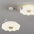White Cloud Shaped Ceiling Lights With Small Bird Ornaments And Warm Glow 3d model