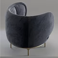 Comfortable Navy Blue Velvet Accent Chair Rounded Back Armrests Gold Metal Legs Modern Design