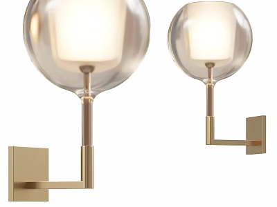 Stylish Wall Lamps With Glass Globe Shades And Brass Metal Mounting Brackets 3d model