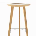Light And Dark Wooden Bar Stools With Round Tops And Three Legs Design