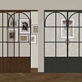 Arched Glass Doors With Wooden And Gray Frames For Interior Partition Design