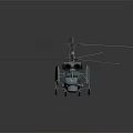 Detailed Military Gray Helicopter With Twin Rotors Cockpit And Landing Gear