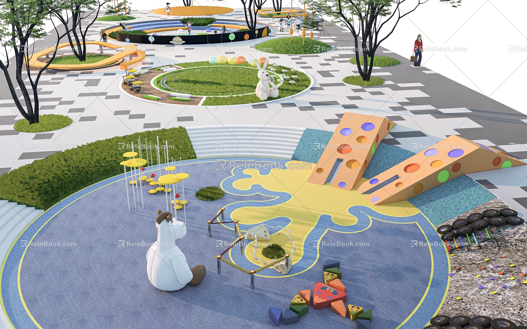 Modern park children park children's equipment children's play facilities model