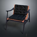Modern Tufted Chair with Upholstered Backrest and Seat and Sturdy Armrests on Dark Frame