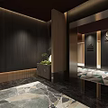 Elevator Lobby on Hotel Floor 9 Featuring Floral Pattern and Geometric Flooring 3d model