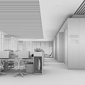 Modern Public Office Space With Open Layout Desks Computers Green Plants And Large Windows