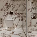 Elegant Modern Bathroom Interior With Marble Walls And Vanity Countertops