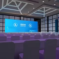 Modern Event Stage With Large Screen IDEM Logo And Purple Audience Seats