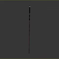 Black And Red Long Handle Sword Vertically Placed On Gray Gradient Background With Reflection