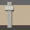 Modern Concrete Column Topped With Illuminated Grid Light In Light Wall Interior 3d model
