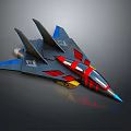 Colorful Fighter Jet Model With Sharp Nose Blue Red Yellow Accents