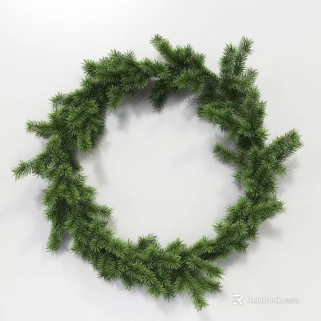 Green Plant Wall With Circular Pine Needle Foliage And White Background 3d model 