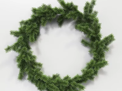 Green Plant Wall With Circular Pine Needle Foliage And White Background 3d model