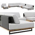 Modern Modular Sectional Sofa With Light Gray Fabric Wooden Frame And Spacious Seating 3d model