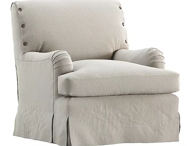 Comfortable Single Sofa With Fabric Upholstery Button Tufted Backrest And Skirted Base 3d model
