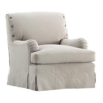 Comfortable Single Sofa With Fabric Upholstery Button Tufted Backrest And Skirted Base 3d model
