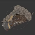 Cliffside Scene Structure With Rock Base Wooden Platforms And Metal Bridges