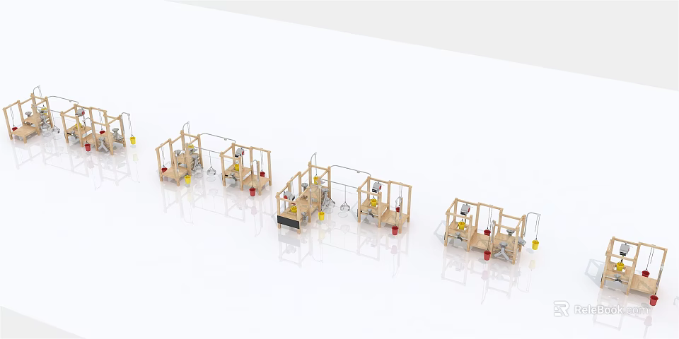 Wooden Outdoor Playground Equipment with Climbing Frames Slides and Swings for Kids 3d model 