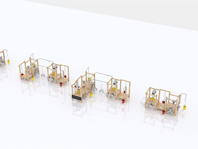 Wooden Outdoor Playground Equipment with Climbing Frames Slides and Swings for Kids 3d model