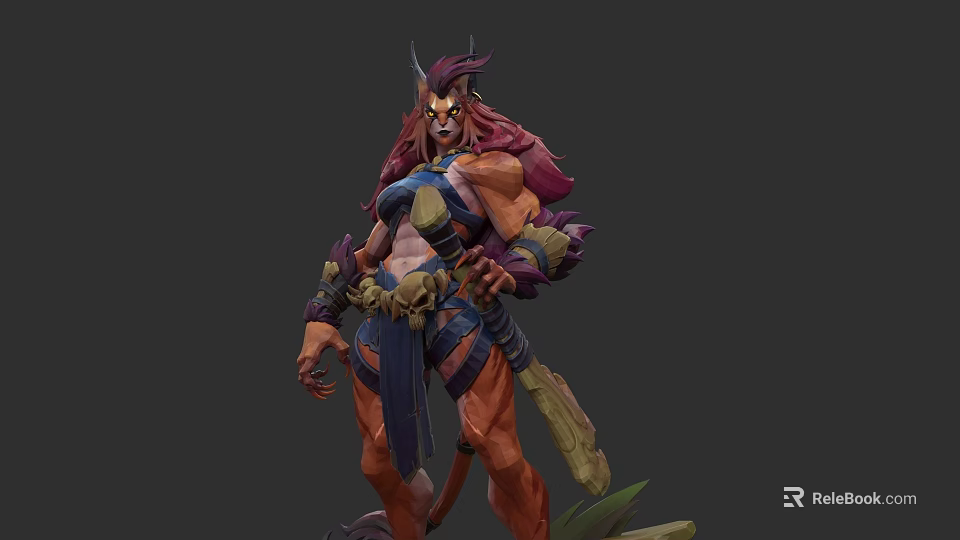 Mythical Reptile Warrior Character Design With Armored Outfit Vibrant Colors And Ornate Accessories 3d model 