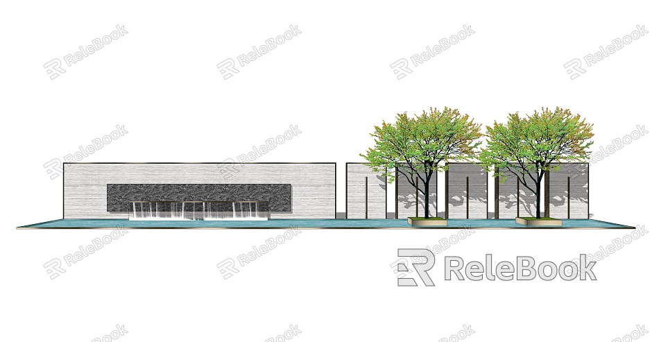 New Chinese Style Landscape Wall Waterscape model