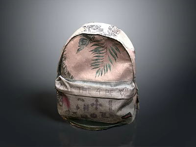 Everyday Use Decorative Fabric Backpack With Leaf Pattern And Stylish Design 3d model