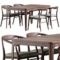 Wooden Dining Table Set Including Four Chairs With Upholstered Seats And Solid Wood Frame 3d model
