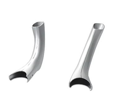Silver Curved Metal Tubular Components With Smooth Surface And Ergonomic Design 3d model