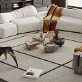Modern Stylish Sofa And Coffee Table Set With Plush White Upholstery And Unique Design Decor