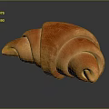 Fresh Golden Orange Croissant with Shiny Surface Crispy Texture on Dark Background with Reflection