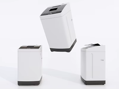 Three White Washing Machines With Modern Design And Digital Control Panels 3d model