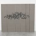Abstract Geometric Wall Art With Black Triangles Gray Background And Vertical Lines 3d model