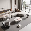 Modern sofa coffee table combination home 3d model