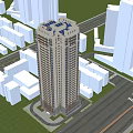 Modern High Rise Residential Building Exterior With Glass Curtain Walls And Balconies Against Blue Sky