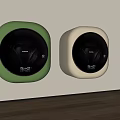 Two Modern Wall Mounted Washing Machines With Square Design Green And Cream Colors