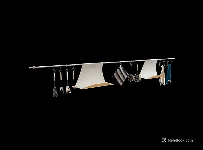 Elegant Modern Kitchen Chandelier With Stainless Steel Hanging Utensils And Tools 3d model 