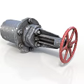 Industrial Gray Valve Equipment With Red Wheel And Metal Components