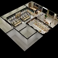 Modern Clothing Store Interior Design With Display Racks Shelves And Fitting Rooms