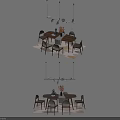 Modern Stylish Dining Table Set With Wooden Table Chairs Pendant Lights And Rug