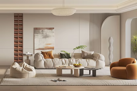 Modern Guest Restaurant Cream Guest Restaurant Cream Home Guest Restaurant Sofa Combination Dining Table and Chair Combination 3d model